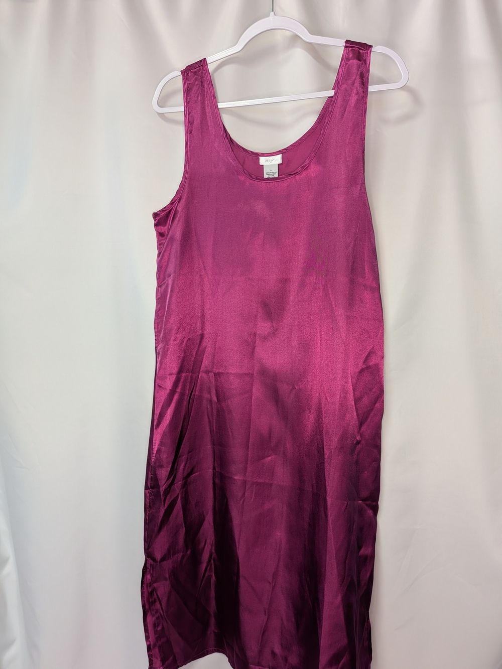 Sleeveless Satin Midi Dress in Berry - Unknown Brand